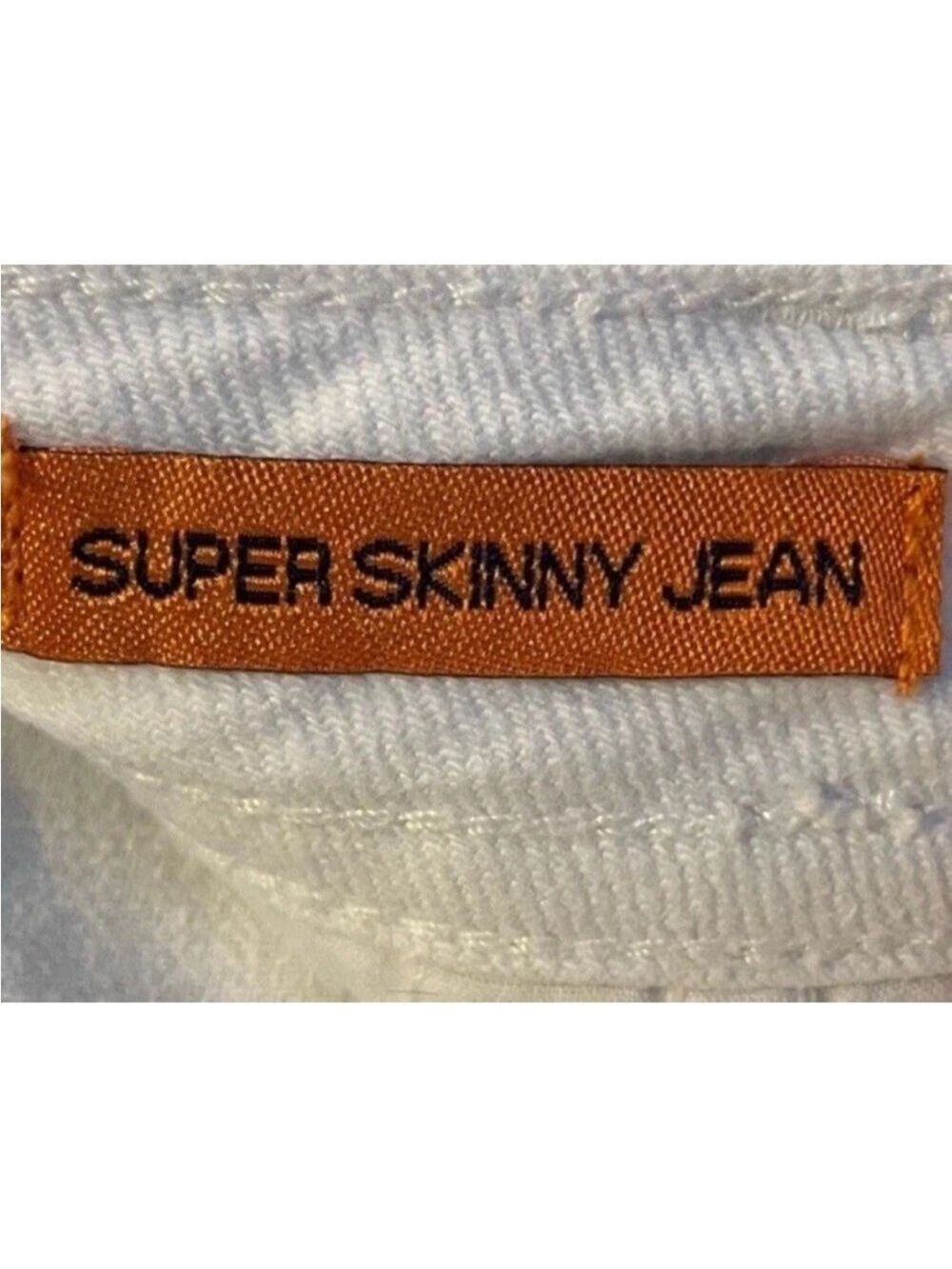 Tory Burch White Super Skinny Low Rise Stretch Jeans Gold Logo Size 25 - Picture 7 of 10